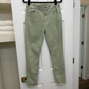 Mother Green High Waisted Rider Ankle Step Fray Size 31